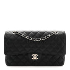 Caviar Quilted Medium Double Flap Black