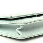 Caviar Quilted Wallet on Chain WOC Light Blue