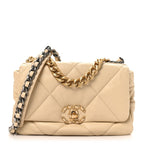 Lambskin Quilted Medium Chanel 19 Flap Beige
