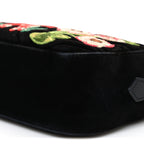 Velvet Matelasse Deer Embroidered Small GG Marmont Chain Shoulder Bag Black