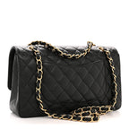 Caviar Quilted Medium Double Flap Black