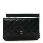Caviar Quilted Wallet on Chain WOC Black