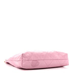 Shiny Calfskin Quilted Chanel 22 Drawstring Bag Pink