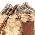 Calfskin Raffia Anagram Paulas Ibiza Pochette Bag Natural Tan