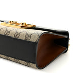 GG Supreme Monogram Calfskin Small Padlock Shoulder Bag Beige Black Cuir