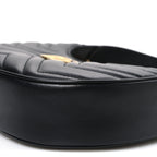 Calfskin Matelasse Chevron Mini GG Marmont Half Moon Hobo Black