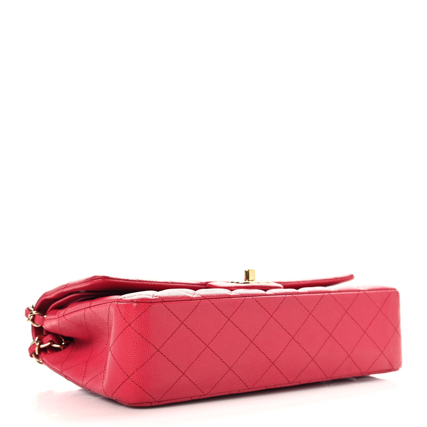 Caviar Quilted Medium Double Flap Dark Pink