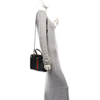 Textured Calfskin Web Small Ophidia Tote Bag Black