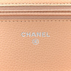 Caviar Quilted Wallet on Chain WOC Beige