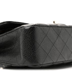 Caviar Quilted Medium Double Flap Black