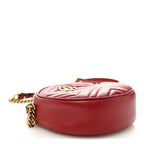 Glazed Calfskin Matelasse Heart Mini GG Marmont Round Shoulder Bag Romantic Cerise