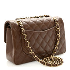 Lambskin Quilted Small Double Flap Brown