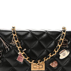 Lambskin Quilted Lucky Charms 2.55 Reissue Wallet On Chain WOC Black