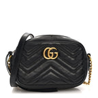 Calfskin Matelasse Mini GG Marmont Chain Shoulder Bag Black