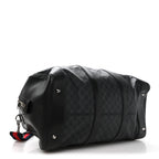 Soft GG Supreme Monogram Appia Calfskin Web Large Carry On Duffle Bag Black Grey