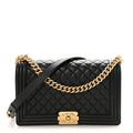 Lambskin Quilted New Medium Boy Flap Black