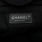 Mixed Fibers Calfskin Medium Deauville Tote Navy Blue