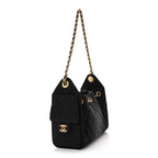 Washed Denim Quilted Mini Chanel 25 Handbag Black