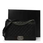 Calfskin Quilted New Medium Boy Flap Black