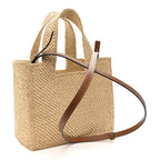 X PAULA'S IBIZA Raffia Font Tote Natural Tan