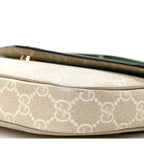 GG Supreme Monogram Textured Dollar Calfskin Web Mini Ophidia Envelope Shoulder Bag Beige Mystic White Oatmeal