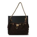 Suede Quilted Mini Chanel 25 Handbag Dark Brown