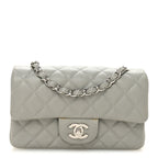 Caviar Quilted Mini Rectangular Flap Light Grey