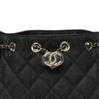 Denim Quilted Mini Chanel 25 Handbag Dark Blue