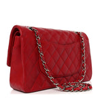 Lambskin Quilted Medium Double Flap Red