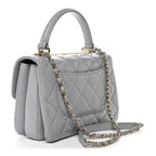 Lambskin Quilted Small Trendy CC Flap Dual Handle Bag Grey