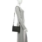 GG Supreme Monogram Textured Dollar Calfskin Web Small Ophidia Shoulder Bag  Grey Black Graphite Grey