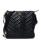 Calfskin Matelasse GG Marmont Flat Messenger Bag Black