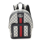 GG Supreme Monogram Textured Dollar Calfskin Web Small Ophidia Day Backpack Beige Blue Black