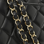 Lambskin Quilted Medium Double Flap Black