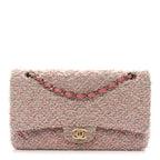 Tweed Medium Double Flap Pink