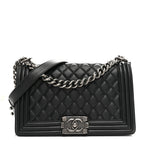 Calfskin Quilted Medium Boy Flap Black