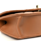 Shiny Lambskin Quilted Mini Flap Brown