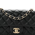 Lambskin Quilted Mini Rectangular Flap Black
