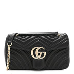 Lambskin Matelasse Medium GG Marmont Shoulder Bag Black