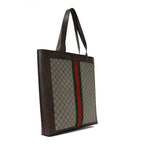 GG Supreme Monogram Web Large Ophidia Vertical Shopping Tote Brown