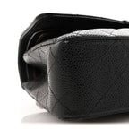 Caviar Quilted Medium Double Flap Black
