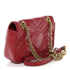Calfskin Matelasse Mini GG Marmont Shoulder Bag Hibiscus Red