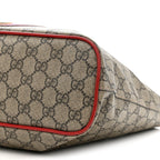 Soft GG Supreme Monogram Web Bosco Patch Small Crossbody Tote Beige Malva Hibiscus Red