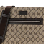 GG Supreme Monogram Medium Flat Messenger Bag Beige Brown