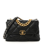 Lambskin Quilted Large Chanel 19 Flap Black