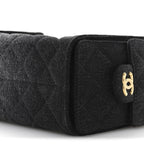 Washed Denim Quilted Mini Chanel 25 Handbag Black