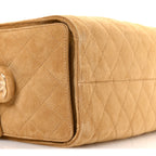 Suede Quilted Small Chanel 25 Handbag Beige