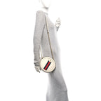 Textured Calfskin Web Mini Ophidia Round Shoulder Bag Mystic White