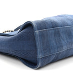 Mixed Fibers Striped Small Deauville Tote Navy Blue