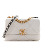 Goatskin Quilted Medium Chanel 19 Flap White